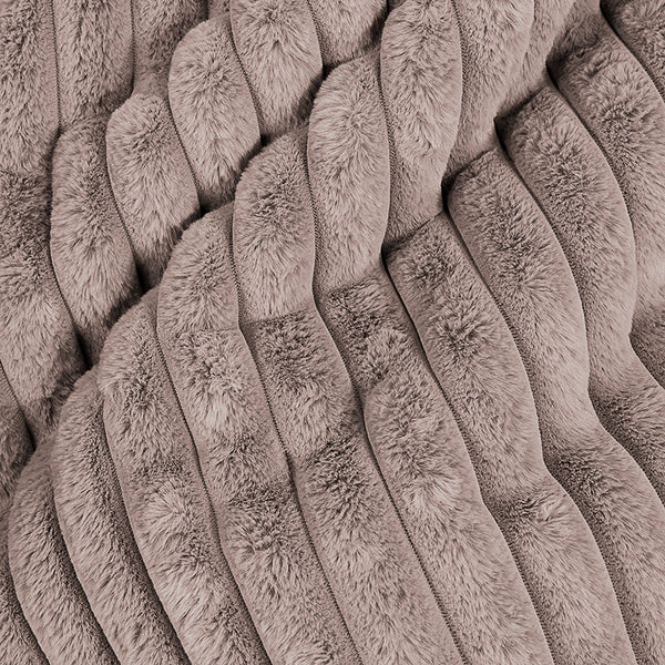 Groß Fußhocker - Ultra Plüsch Cord Nerzfarben Fabric Close-up Image