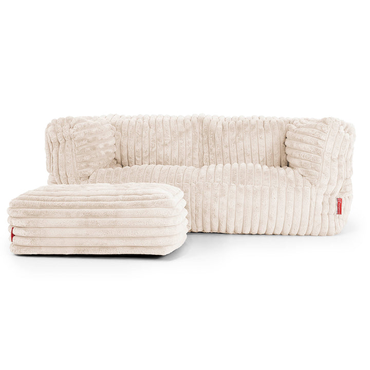 2-Sitzer Albert Sitzsacksofa - Ultra Plüsch Cord Creme 02