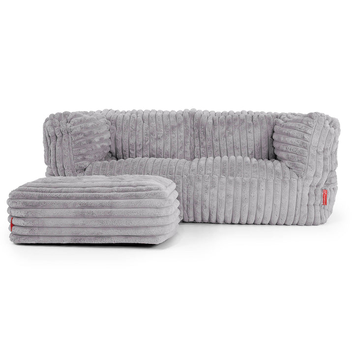 2-Sitzer Albert Sitzsacksofa - Ultra Plüsch Cord Grau 02