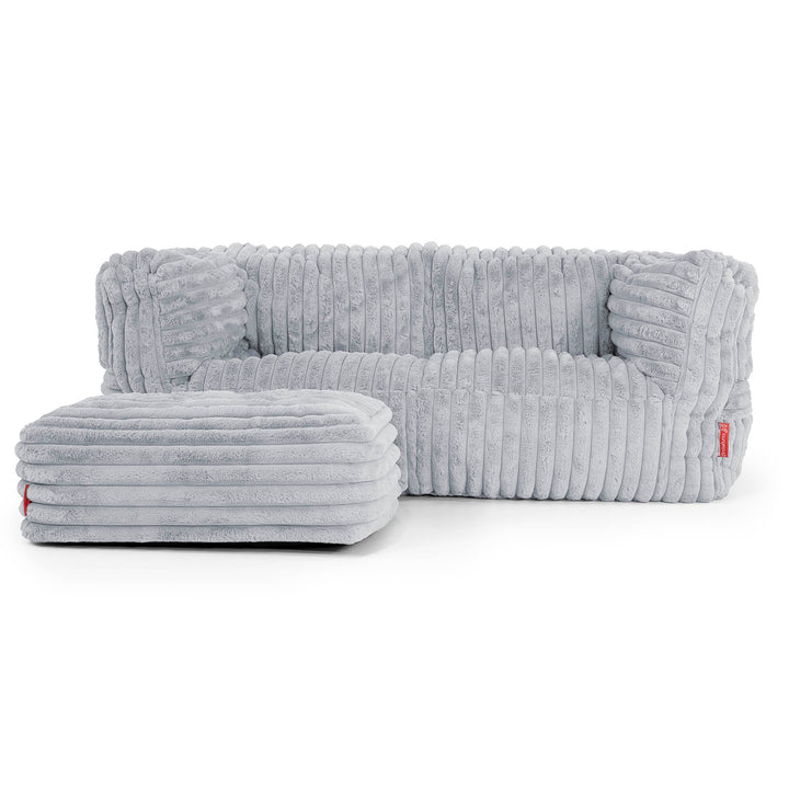 2-Sitzer Albert Sitzsacksofa - Ultra Plüsch Cord Taubenblau 02