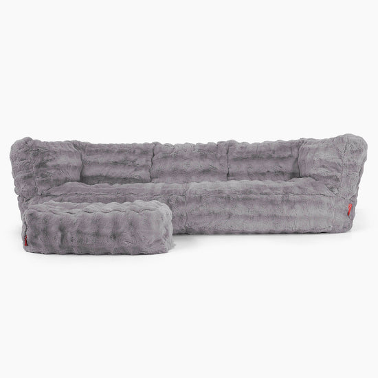 3-Sitzer Albert Sitzsacksofa - Bubble Pelz Grau 02