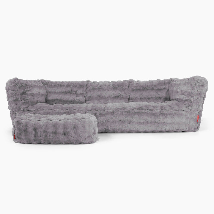 3-Sitzer Albert Sitzsacksofa - Bubble Pelz Grau 02