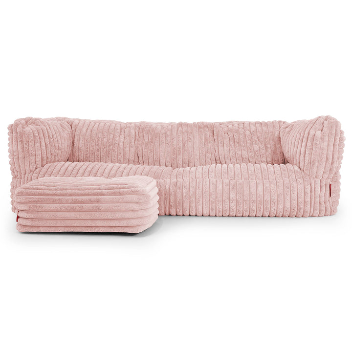 3-Sitzer Albert Sitzsacksofa - Ultra Plüsch Cord Pastellrosa 02