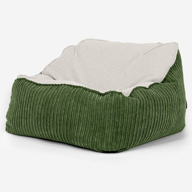 Der Slouchy Sitzsack Sessel - Bouclé & Cord Nadelwaldgrün 01