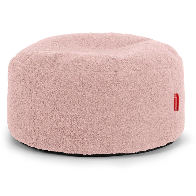 Großer runder Fußhocker - Bouclé Pink 01