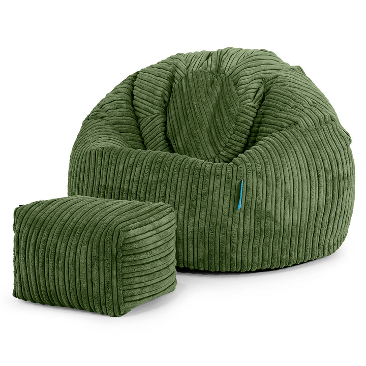 Klassicher Kindersessel Sitzsack 1-5 jahren - Cord Nadelwaldgrün 02