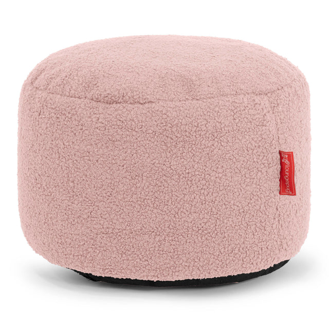 Kleiner runder Fußhocker - Bouclé Pink 01