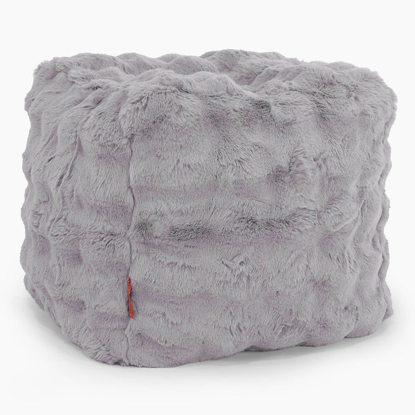 Würfel-Pouf- Hocker - Bubble Pelz Grau 01