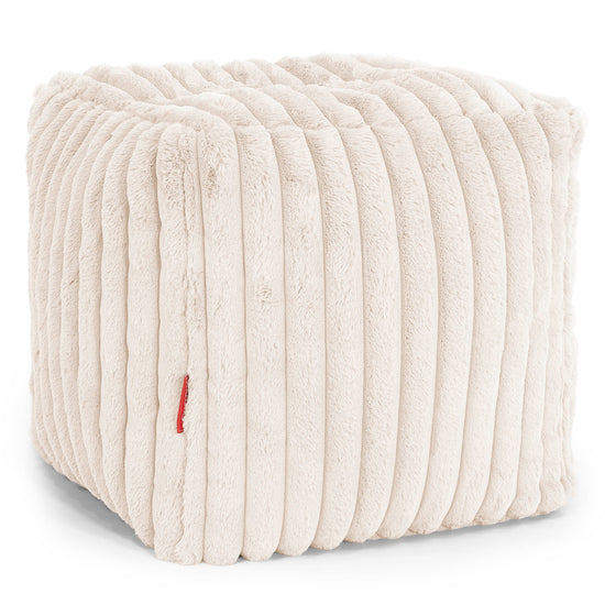 Würfel-Pouf- Hocker - Ultra Plüsch Cord Creme 01