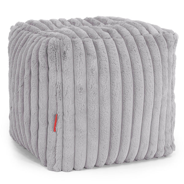 Würfel-Pouf- Hocker - Ultra Plüsch Cord Grau 01