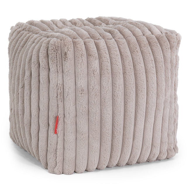 Würfel-Pouf- Hocker - Ultra Plüsch Cord Nerzfarben 01