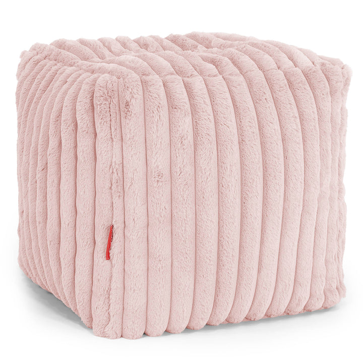 Würfel-Pouf- Hocker - Ultra Plüsch Cord Pastellrosa 01