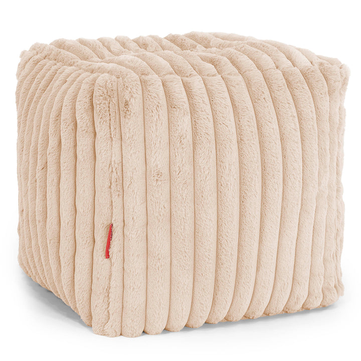 Würfel-Pouf- Hocker - Ultra Plüsch Cord Pfirsich 01