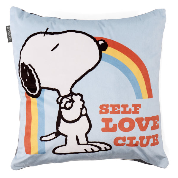 Snoopy Dekokissen / Sofa Kissenbezug 47 x 47cm - Regenbogen Fabric Close-up Image