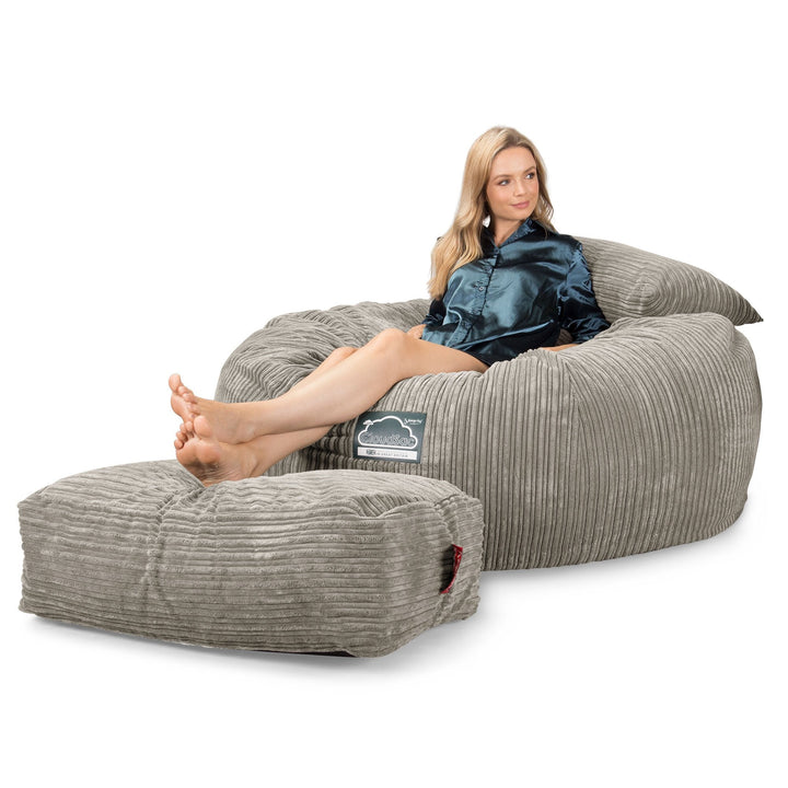 Lounge Pug, CloudSac 1010 XXL, Riesen Memory- Schaum XXL Sitzsacksofa, Schlafsofa, Cord Nerzfarben