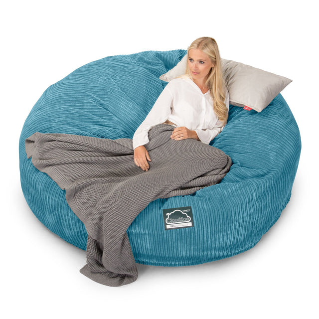 Lounge Pug, CloudSac 3000 XXL, Kingsize Memory, Schaum Sitzsacksofa, Schlafsofa, Cord Türkis