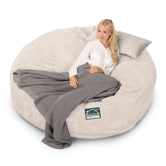 Lounge Pug, CloudSac 3000 XXL, Kingsize Memory, Schaum Sitzsacksofa, Schlafsofa, Cord Elfenbein