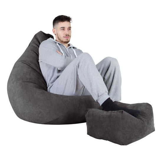 LOUNGE PUG - Gaming Sitzsack Sessel - Waffelgewebe Schiefergrau