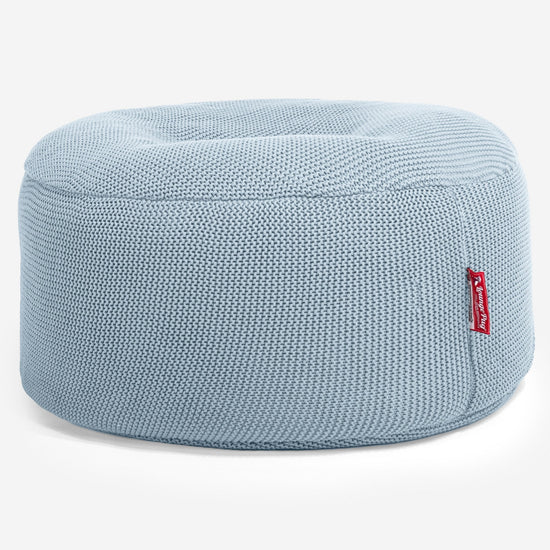 LOUNGE PUG - Sitzhocker Pouf - Sitzpouf - Ellos Gestrickter Misty Blau