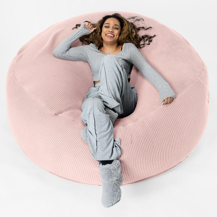 LOUNGE PUG - 'Mega-Mammoth' Sofa Sitzsack XXL - Schlafsofa - Ellos Gestrickter Baby Pink 