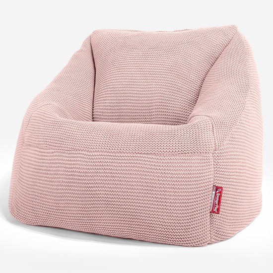 Lounge Pug - Ellos Gestrickter - Nautilus Sitzsack Sessel - Sitzsack Ohrensessel - Baby Pink