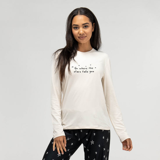 Damen Jersey Pyjamas mit Stene Slogan 06