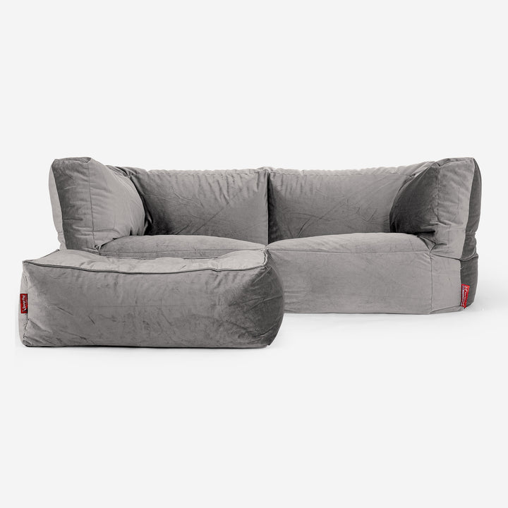 2-Sitzer Albert Sitzsacksofa - Samt Silber 02