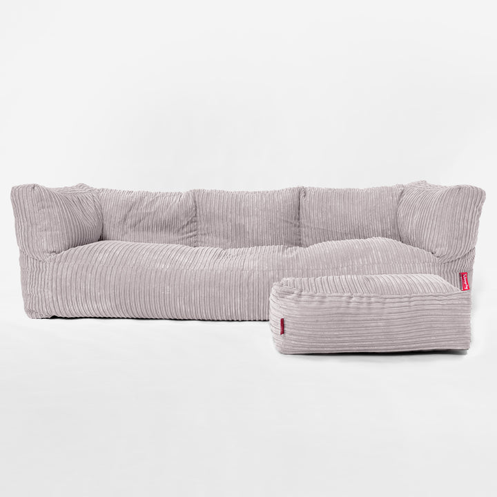 3-Sitzer Albert Sitzsacksofa - Cord Silber 02