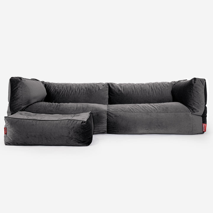 3-Sitzer Albert Sitzsacksofa - Samt Schiefergrau 02