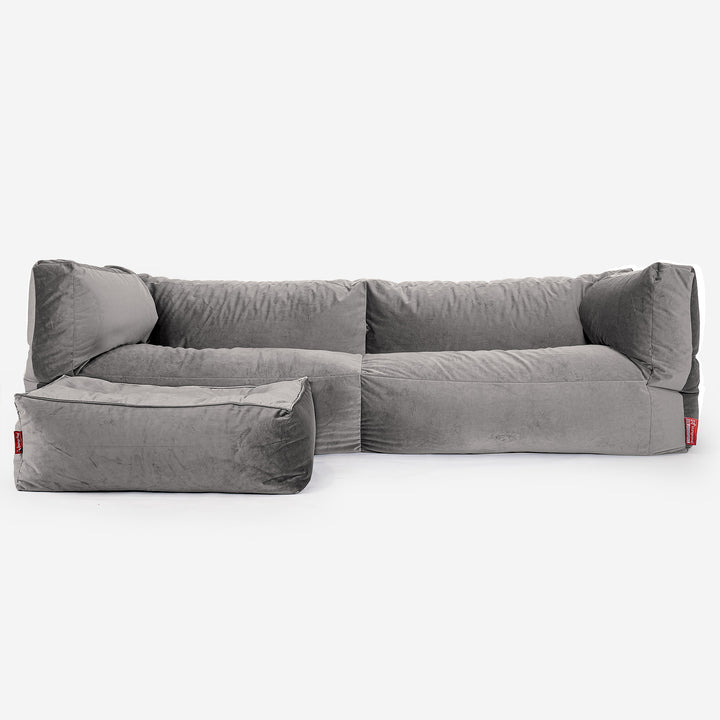 3-Sitzer Albert Sitzsacksofa - Samt Silber 02