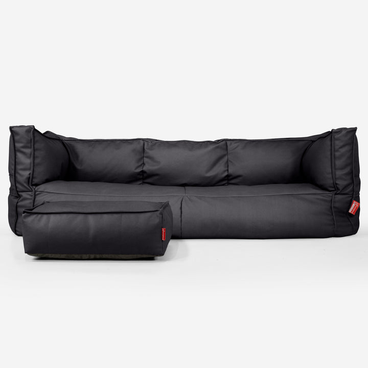 3-Sitzer Albert Sitzsacksofa - Veganes Leder Schwarz 02