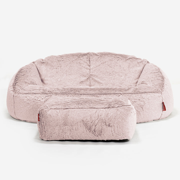 Bubble Sitzsack Sofa - Kaninchen Kunstfell Pastellrosa 02