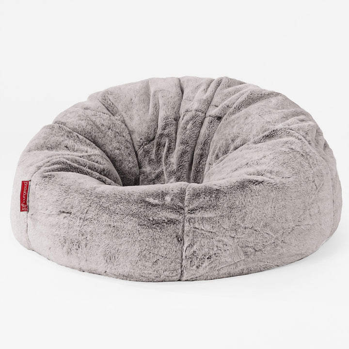 CloudSac 200 XXL Memory-Schaum Kinder Sitzsack 2-12 jahren - Kaninchen Kunstfell Hellgrau 01