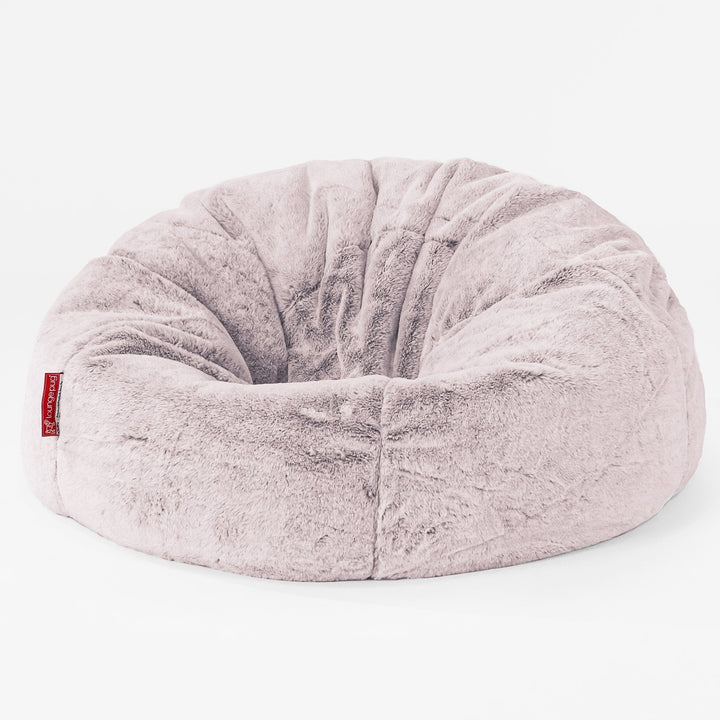 CloudSac 200 XXL Memory-Schaum Kinder Sitzsack 2-12 jahren - Kaninchen Kunstfell Pastellrosa 01