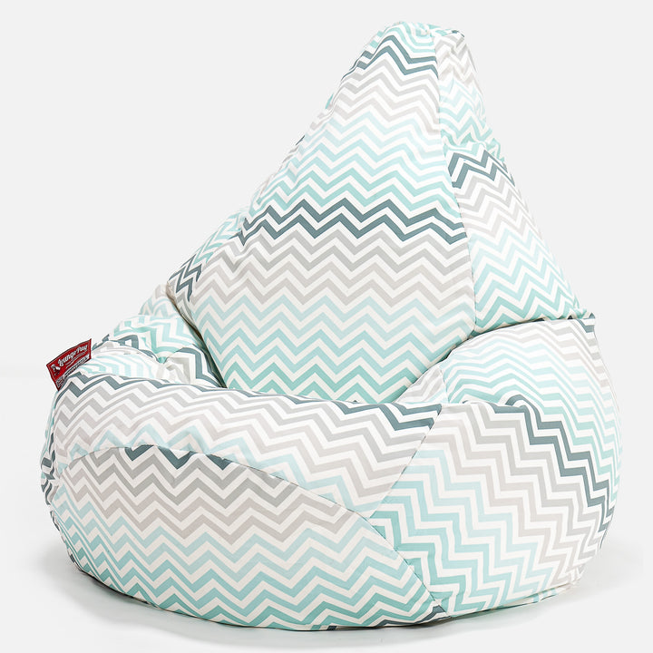 Gaming Sitzsack Sessel - Geometrische Druck Chevron Türkis 02