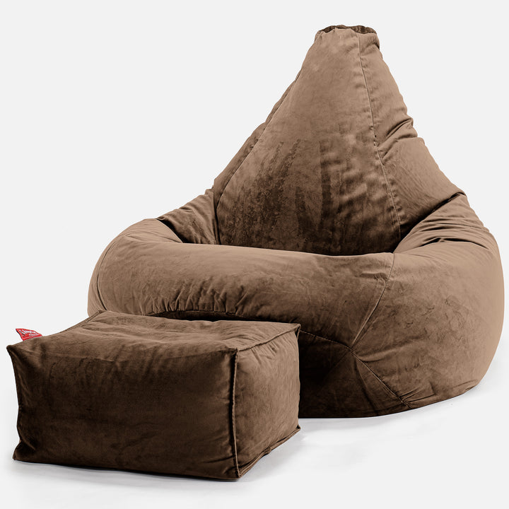 Gaming Sitzsack Sessel - Samt Espresso 01