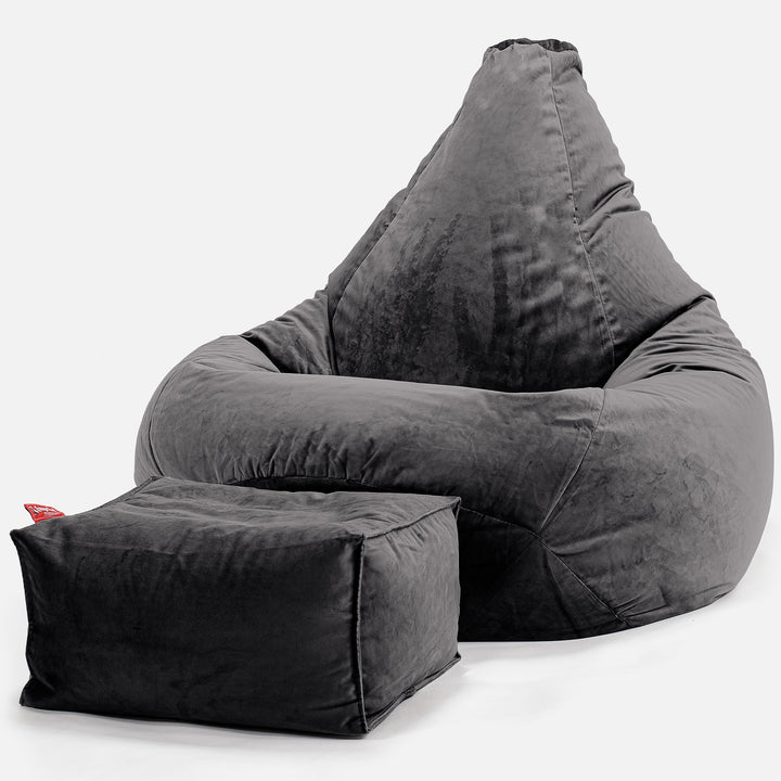 Gaming Sitzsack Sessel - Samt Schiefergrau 01