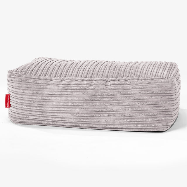 Groß Fußhocker Pouf - Cord Silber 01