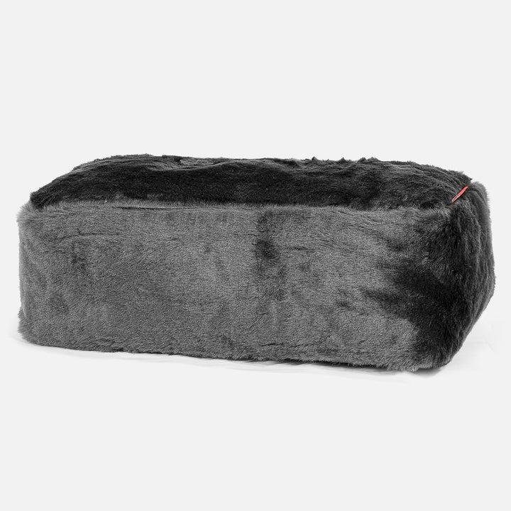 Groß Fußhocker Pouf - Kunstfell Schwarz 01