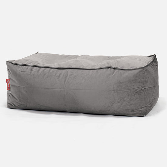 Groß Fußhocker Pouf - Samt Silber 01