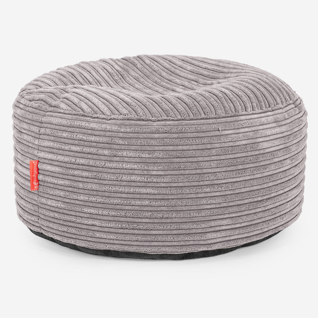 Großer runder Fußhocker - Cord Silber 01