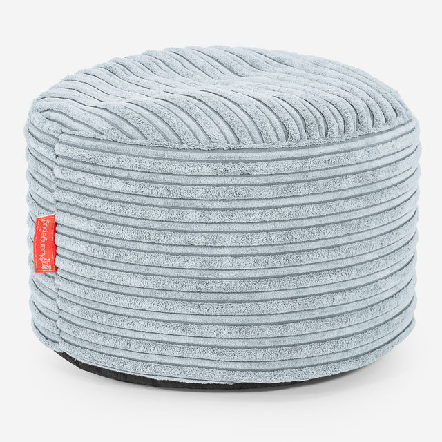 Kleiner runder Fußhocker - Cord Baby Blau 01