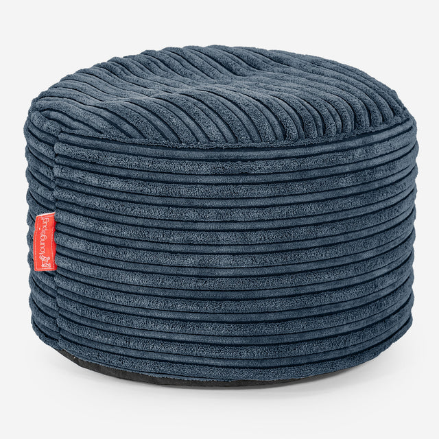 Kleiner runder Fußhocker - Cord Marineblau 01