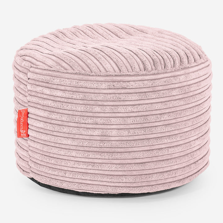 Kleiner runder Fußhocker - Cord Rosa 01