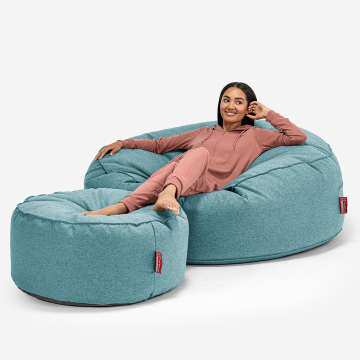 Mega-Mammoth Sofa Sitzsack XXL - Interalli Wolle Aqua 02