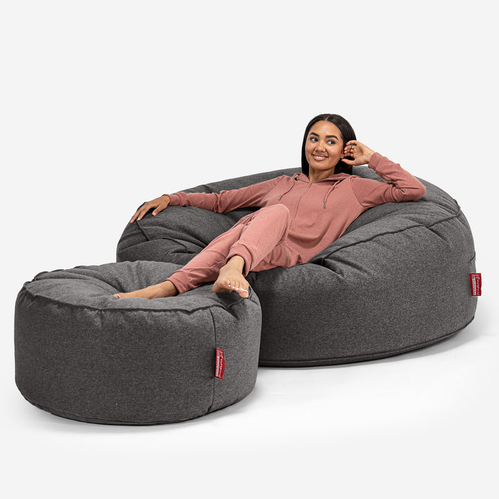 Mega-Mammoth Sofa Sitzsack XXL - Interalli Wolle Grau 02