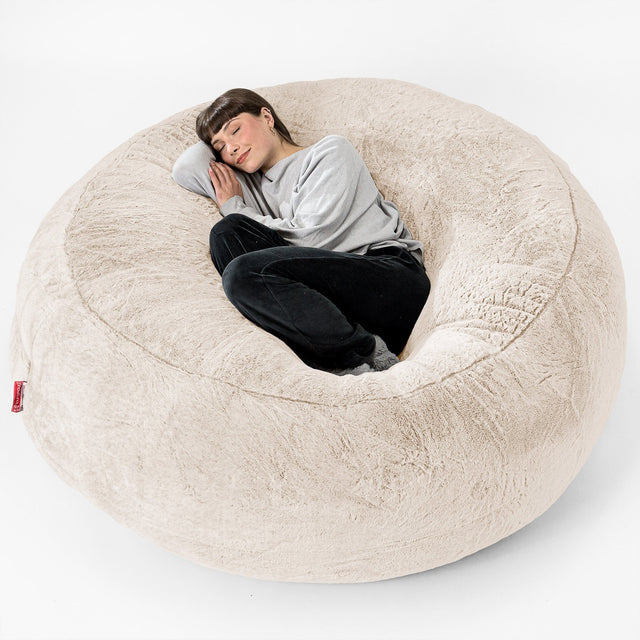 Mega-Mammoth Sofa Sitzsack XXL - Kaninchen Kunstfell Weiß 01