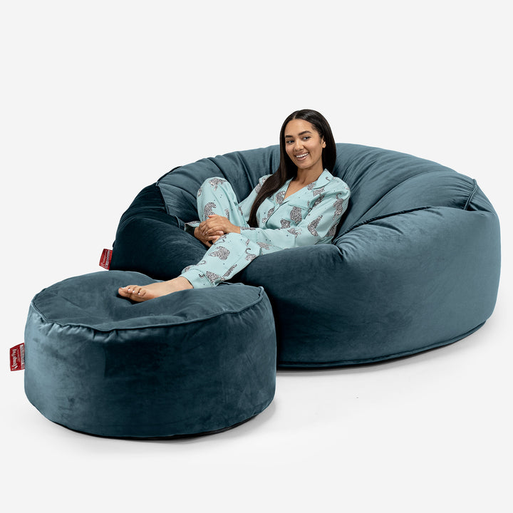 Mega-Mammoth Sofa Sitzsack XXL - Samt Türkis 02