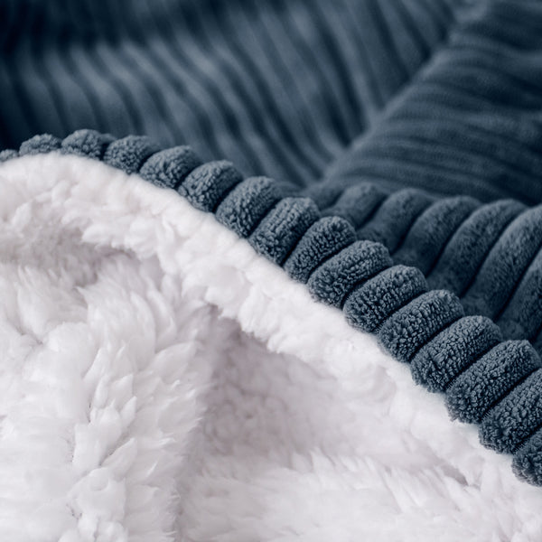 Sherpa-Decke - Cord Marineblau Fabric Close-up Image