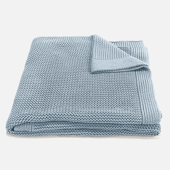 Kuscheldecke / Tagesdecke - 100% Baumwoll Ellos Misty Blau 01